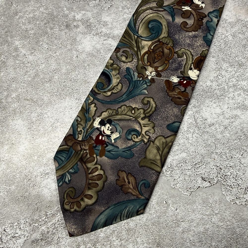 The Disney Store Silk Tie Mens One Size Multicolor Paisley Made In USA Necktie